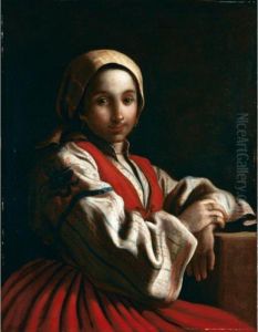 Ritratto Di Fanciulla Con Corpetto E Gonna Rossi