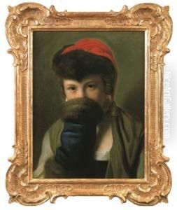 A Young Girl Hiding Behind A Muff