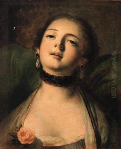 Portrait De Femme, La Tete Appuyee Sur Un Coussin
