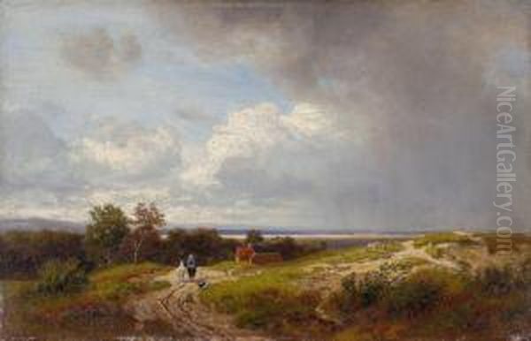 Reiter Mit Zwei Pferden In Landschaft. - view 1