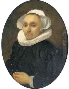 Portrait of a lady, half-length, in a white ruff and cap by Willem Drost