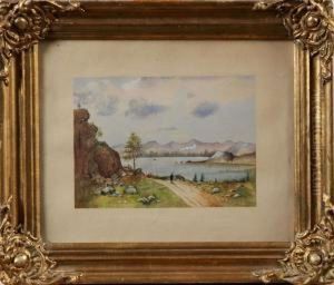 Insjolandskap Med Figur by Carl Abraham Rothsten
