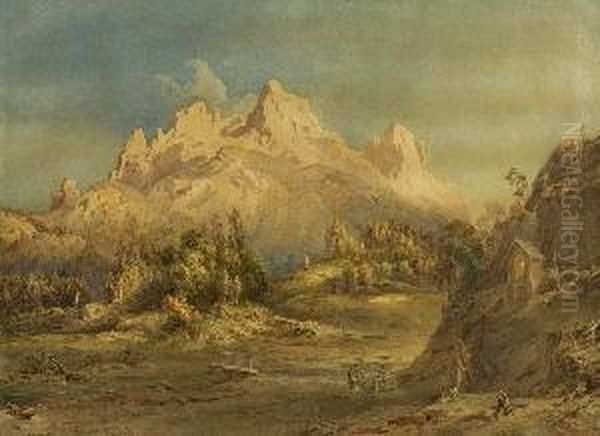 Bauernfamilie Am Bildstock In
Gebirgslandschaft. - view 1