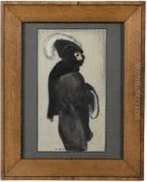 [a Roubille Watercolour, Chalk And Charcoal, Signed] - view 1