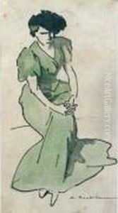 < Femme Assise A La Robe Longue >. < Femme Assise A La Robe Longue >.