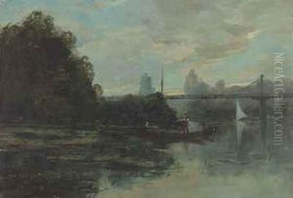 Flusslandschaft Mit Netzfischern - view 1
