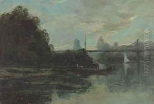 Flusslandschaft Mit Netzfischern by Alfred Rouby