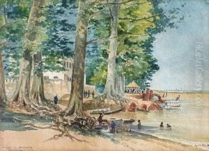 Sur La Plage, Poste De Dagana (senegal) by Gaston-Marie-Anatole Roullet
