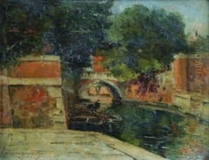 Un Pont Pres Du Jardin Public, Venise by Gaston-Marie-Anatole Roullet