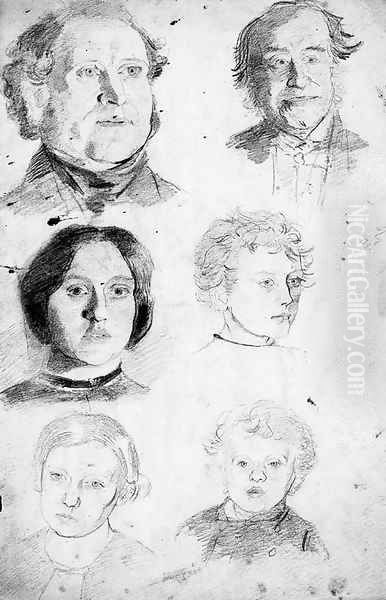 A sheet of head studies drawn by candle light - view 1
