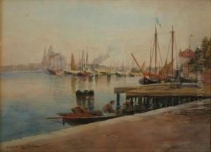 Les Quais Pres De Venise by Gaston-Marie-Anatole Roullet