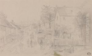 Village En Bretagne by Gaston-Marie-Anatole Roullet