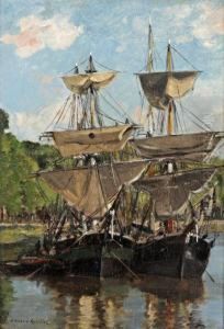 Voiliers Au Port by Gaston-Marie-Anatole Roullet