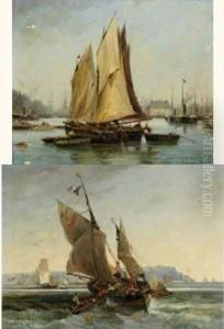 Bateaux Devant Honfleur by Gaston-Marie-Anatole Roullet