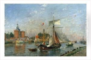 Le Port De Enkhvizen (hollande) by Gaston-Marie-Anatole Roullet