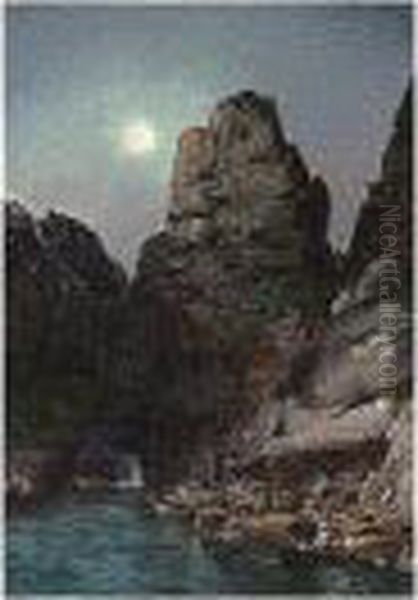 Boats In The Bay Of Ho Lang, Tonkin, By Moonlight - view 1