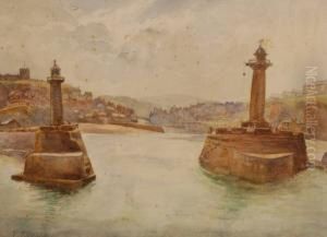 Entrance To Whitby Harbour by Frank Rousse