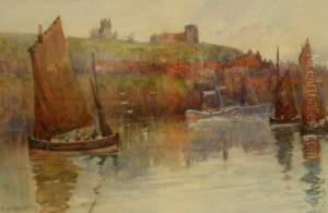 Rouse : Fishing Boats In Whitby Harbour by Frank Rousse
