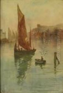 Fishing Boat And Gulls In Whitby Harbour by Frank Rousse