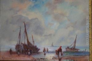 Ships And Figures At Shore