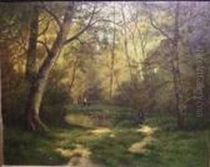 Sous-bois Anime, A La Mare by E. Rousseau