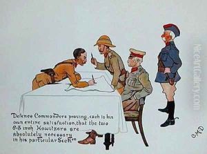 Defence Commanders proving that the two 6.3 inch Howlitzers are absolutely necessary in his particular section by Captain Clive Dixon