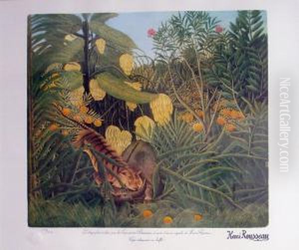 Tigre Attaquant Un Buffle - view 1