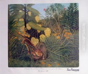 Tigre Attaquant Un Buffle by Henri Julien Rousseau