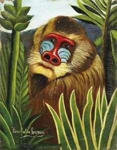 Tete De Mandrill Dans La Jungle by Henri Julien Rousseau