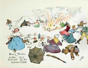 Boer picnic on Middle Hill disturbed by our howitzer by Captain Clive Dixon