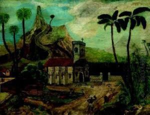 Paysage Exotique Avec Eglise (la Recolte Du Coton), Circa
1880 by Henri Julien Rousseau