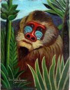 Mandrill Dans La Foret Vierge. by Henri Julien Rousseau