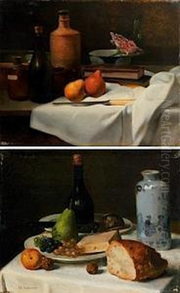 Nature Morte Au Vase En
Porcelaine De Chine Et Nature Morte A La Pivoine, Aux Livres Et A La
Bouteille - view 1