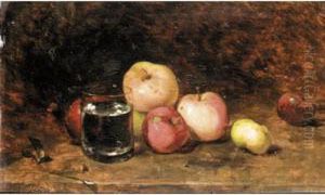 Still Life Of Apples And A Glass Of Water by Philippe Rousseau