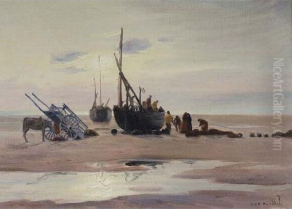 Barques Et Pecheurs Sur La Greve - view 1
