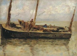 A Fishing Boat At Sea