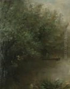 Figures Punting At Dusk by Theodore Casimir Roussel