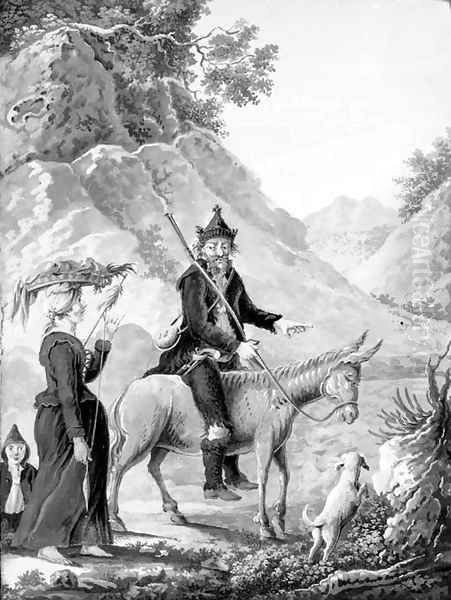Fourteen studies of Corsican peasants, and two views of Bastia, Corsica - view 1