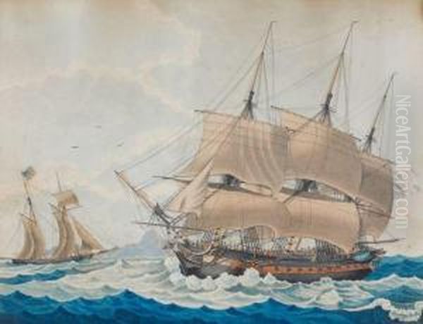 Deux Navires Par Vent Fort - view 1
