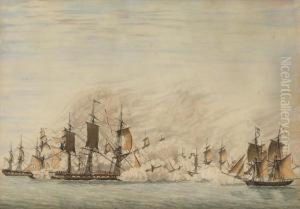 An Anglo-french Naval Engagement by Joseph Roux
