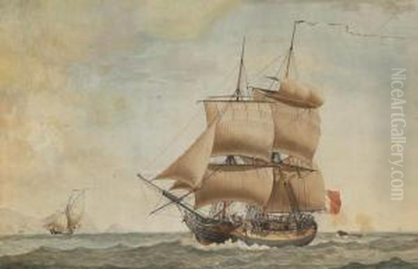 A Brig In Company With Other Shipping Off A Headland - view 1