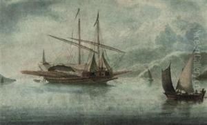 A Mediterranean Galeasse Anchored In Coastal Waters