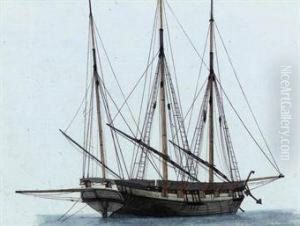 A Mediterranean Trading Vessel Lying At Anchor by Joseph Roux