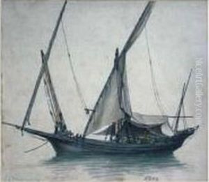 < Petit Chebec, De Construction Majorquine, Au Mouillage, Vu Par La Hanche Babord >. by Joseph Roux