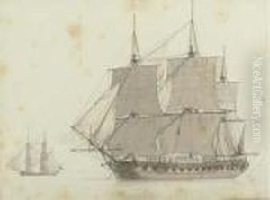 H.m.s. Trusty Of 50 Guns by Joseph Roux