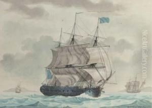 A French Corvette Of 22 Guns In The Mediterranean by Joseph Roux