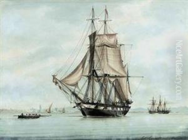 A French Barque Lying In The Roadstead Off Marseilles - view 1