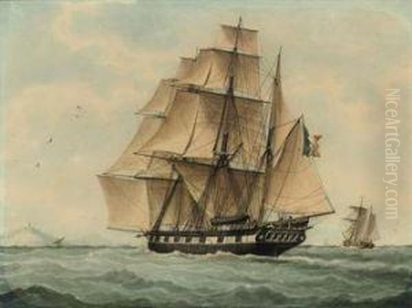 A French Barque Sailing To Windward In The Mediterranean - view 1
