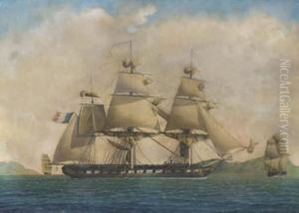 A Fourty-four Gun French Frigate
Observed From Her Starboard Side,under Reduced Sail In The
Mediterranean - view 1