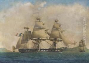 A Fourty-four Gun French Frigate
Observed From Her Starboard Side,under Reduced Sail In The
Mediterranean by Francois Geoffroy Roux
